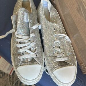 Silver Iridescent Glitter Converse - Barely Worn Women’s 10 , Men’s 8